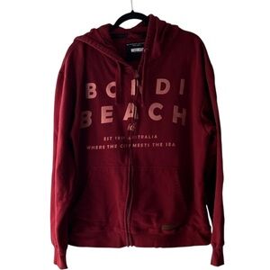 Between The Flags Bondi Beach Hoodie Burgundy Red Size XXL EUC Comfy Cozy